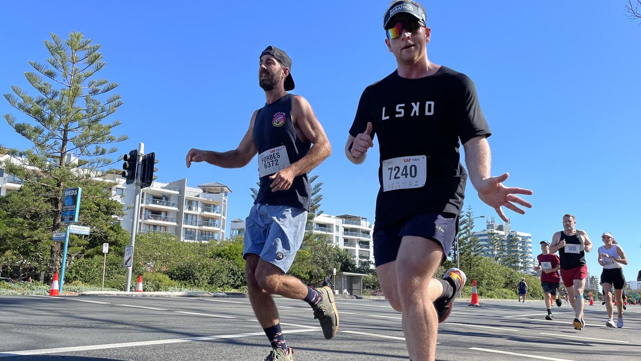 Benjamin Forbes and Lachie Martin in action at the 2022 Sunshine Coast Marathon and Community Run Festival.