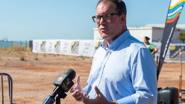 Luke John Anthony Gosling, OAM at the SOD turning ceremony for the new Larrakia development centre in Stokes Hill Wharf. Picture: Pema Tamang Pakhrin