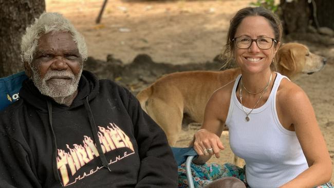 Historian Clare Wright with Dhunggala Mununggurr, the sole surviving Bark Petitions signatory.