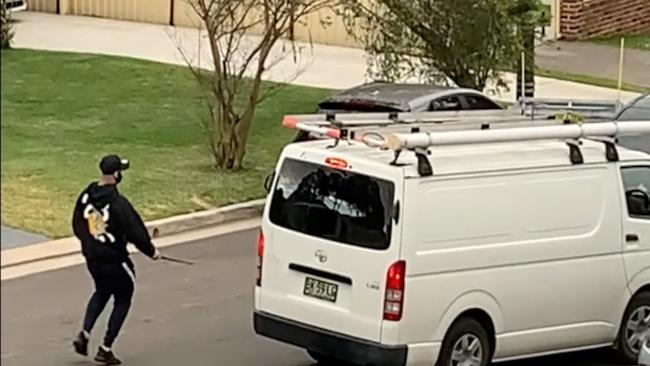 Police are also seeking information about the two vehicles depicted in the footage, a white Toyota Hiace with NSW registration plates – BK59LG.