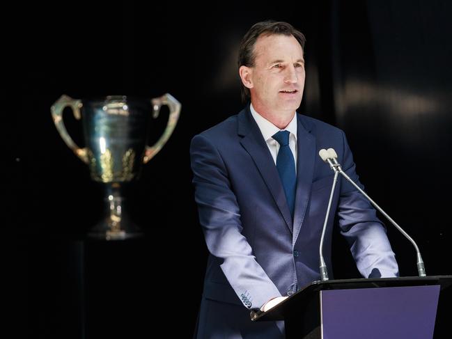 MELBOURNE, AUSTRALIA - Newswire Photos November 10, 2023: AFL CEO Andrew Dillon during a State Memorial Service to honour the life of Australian Football League (AFL) legend Ronald (Ron) Dale Barassi AM at the MCG. Picture NCA NewsWire / Aaron Francis