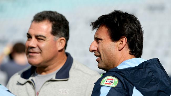 Mal Meninga chats with Laurie Daley before the captain’s run.