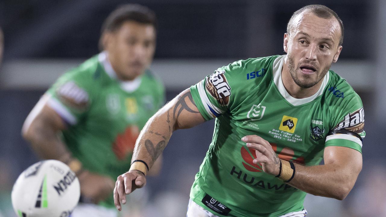 Josh Hodgson looked sharp in the Raiders’ trial against the Roosters, but the crafty hooker didn’t have his best year in 2020 before injury ended his season. Picture: AAP Image/Craig Golding