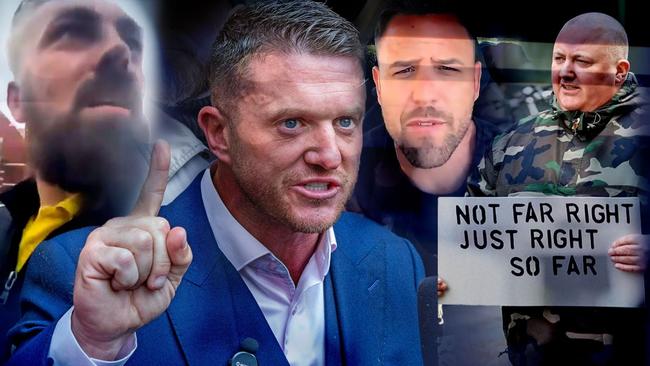 Rikki Doolan (from left); Tommy Robinson – real name Stephen Yaxley-Lennon; Danny Tommo – real name Daniel Thomas; Joe Marsh, also known as Joe Butler. Photo-image: The Times