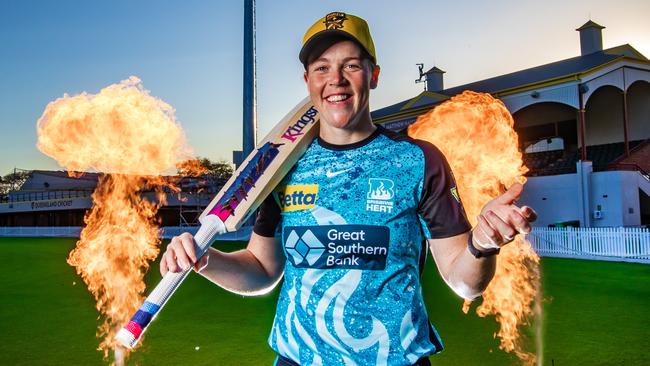 WBBL Brisbane Heat leading run scorer Grace Harris is ready to break another bat at her first home game in Brisbane tonight.Picture: Nigel Hallett