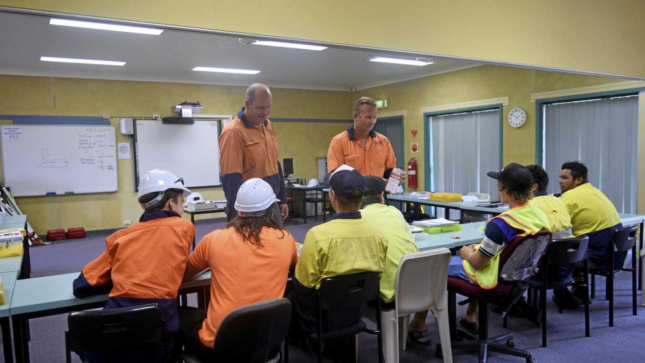 Students studying the Civil Construction course at the TAFE's Trenayr Campus. Picture: Lesley Apps