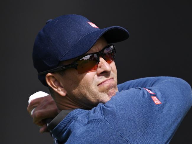 LA JOLLA, CALIFORNIA - FEBRUARY 14: Adam Scott of Australia plays his shot from the seventh tee during the second round of The Genesis Invitational 2025 at Torrey Pines Golf Course on February 14, 2025 in La Jolla, California. (Photo by Orlando Ramirez/Getty Images)