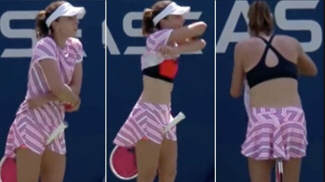 There was outrage after Alize Cornet was penalised for taking her shirt off.