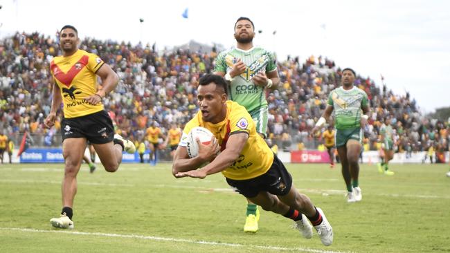 Papua New Guinea outside back Morea Morea in action against Cook Islands in Round 3 of the 2024 Pacific Championships at Santos National Stadium, Papua New Guinea, on November 3, 2024. Picture: Scott Davis / NRL Imagery