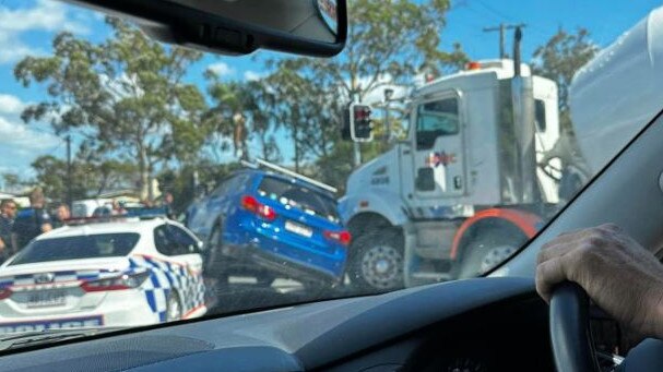 The dramatic end to an alleged stolen car rampage. Picture: Supplied