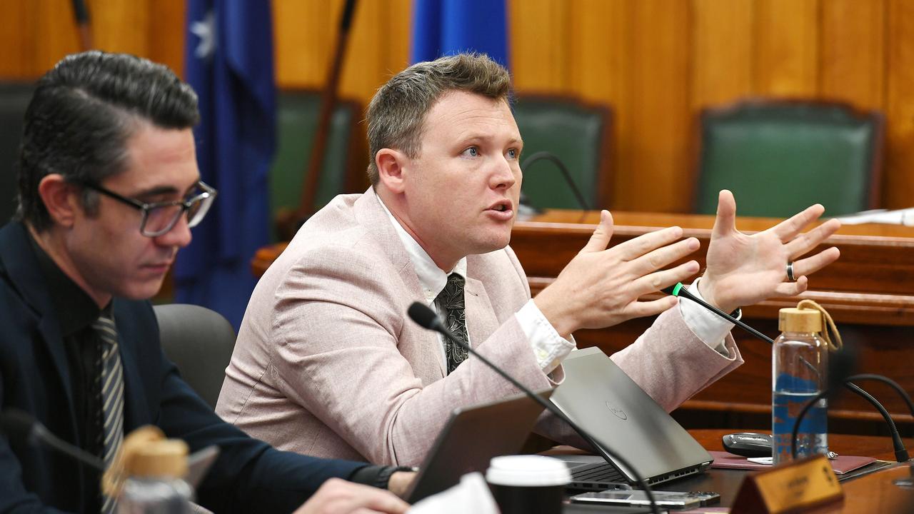 Councillor Brady Ellis makes his pitch for why councillors should support his proposal to stop the paid parking expansion. Picture: Shae Beplate.