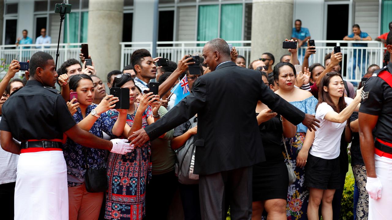 Swarms of locals crowding up to catch a glimpse of the Duchesses. Picture: Getty Images