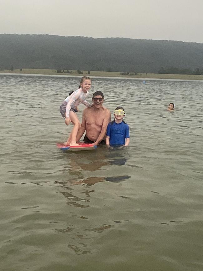 Kayden, Marley with grandfather Barry