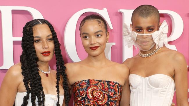 NEW YORK, NEW YORK - JUNE 30: (L-R) Karena Evans, Jordan Alexander and Whitney Peak attend the "Gossip Girl" New York Premiere at Spring Studios on June 30, 2021 in New York City. (Photo by Michael Loccisano/Getty Images)