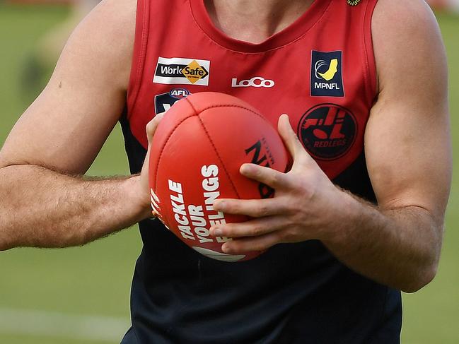 MPFNL Division One Seniors, Grand Final: Dromana FNC Seniors vs Mt Eliza FNC Seniors played at Kinetic Park, Frankston, Victoria, Sunday 15th September 2024. Mt Eliza Captain Nathan Scagliarini. Picture: Andrew Batsch