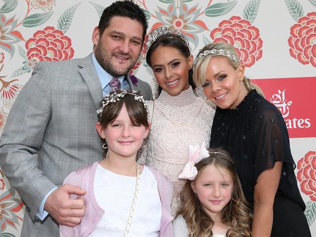 Brendan and Alex Fevola with there children Leni, Mia and Lulu. Picture: Julie Kiriacoudis