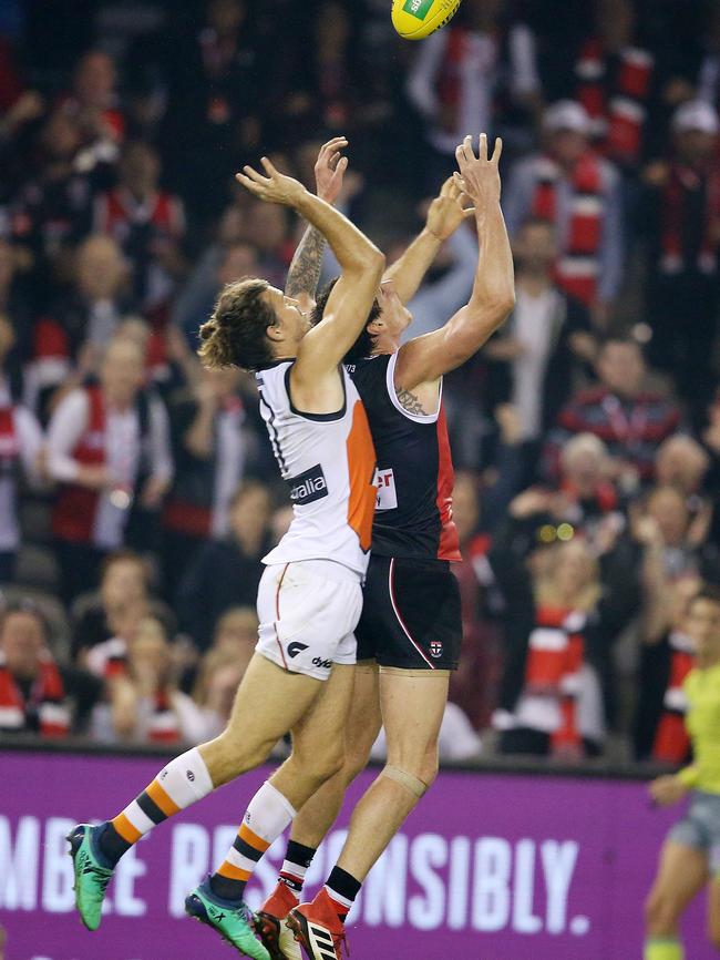 Phil Davis spoils Jake Carlisle. Picture: Michael Klein