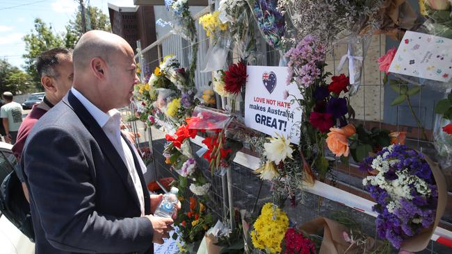 Josh Frydenberg at the scene. Picture: David Crosling