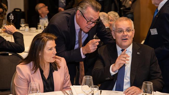 Mr Morrison, pictured with wife Jenny, gave a speech at the Australia-Israel Chamber of Commerce in Melbourne Picture: Jason Edwards