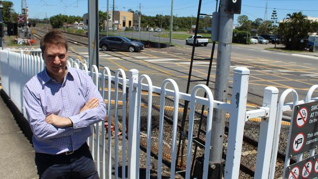 Federal LNP MP for Bonner Ross Vasta at Lindum Rail Station.