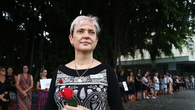 CEO of Cairns Regional Domestic Violence Service Amanda Lee-Ross attended the rally. PICTURE: BRENDAN RADKE