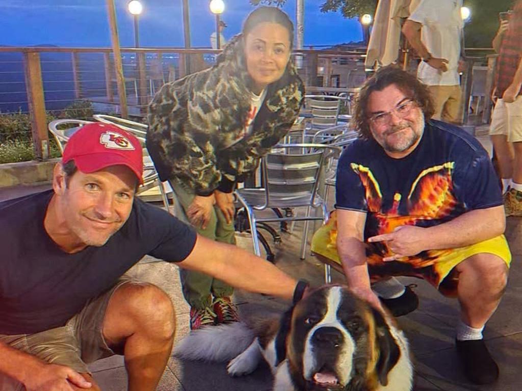 Jack Black and Paul Rudd visit The St Bernard Hotel at Mt Tamborine. Picture: Instagram @stbernardhotel