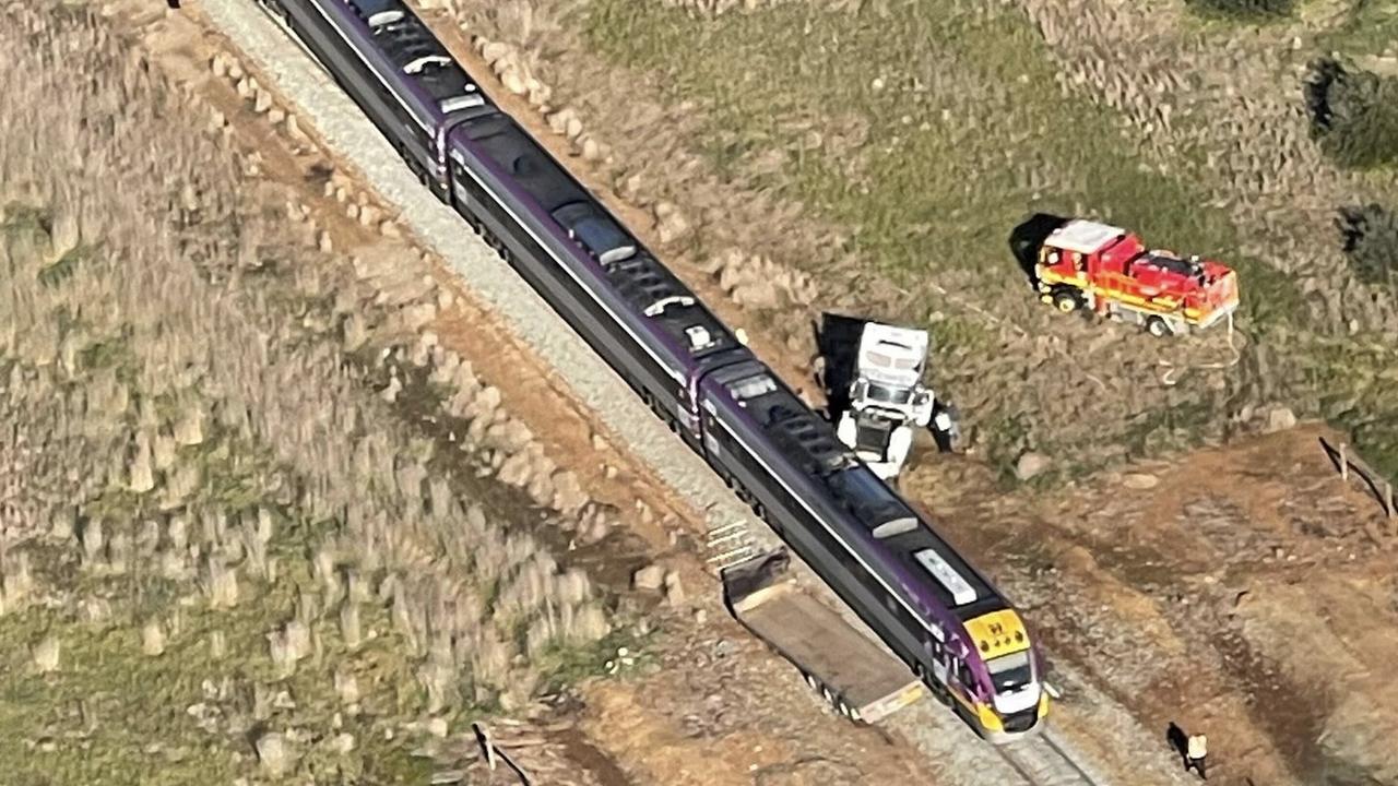 Police are investigating a train crash in Victoria. Picture: Supplied/ Nine News