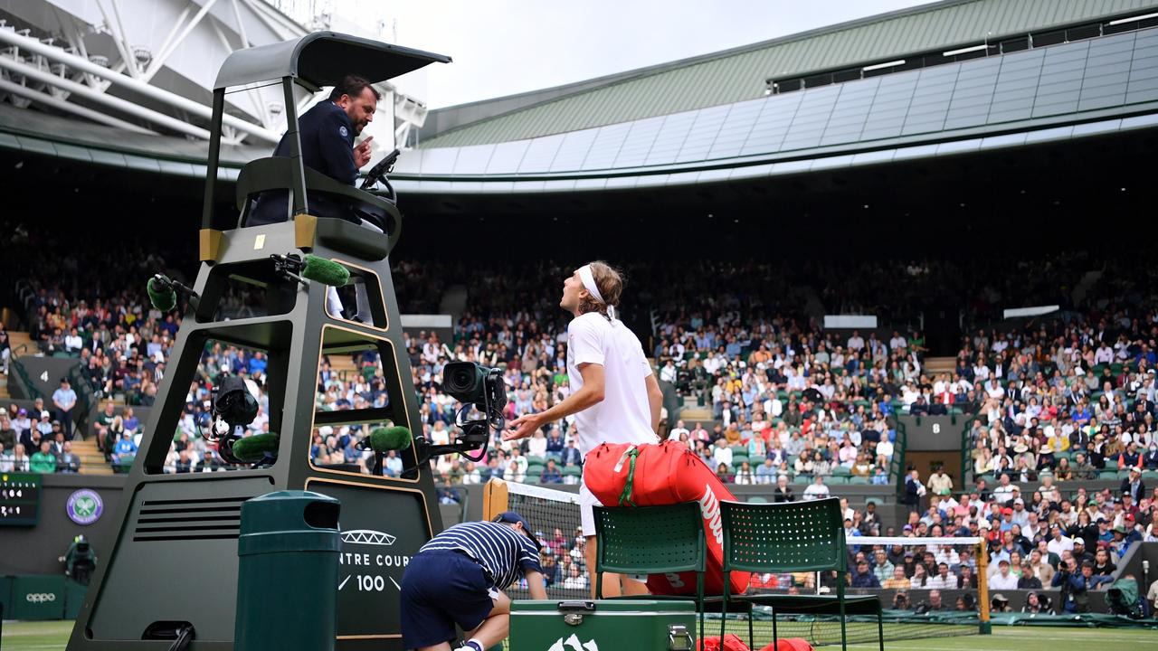 Tsitsipas complained to the umpire about Kyrgios’ behaviour. (Photo by Justin Setterfield/Getty Images)