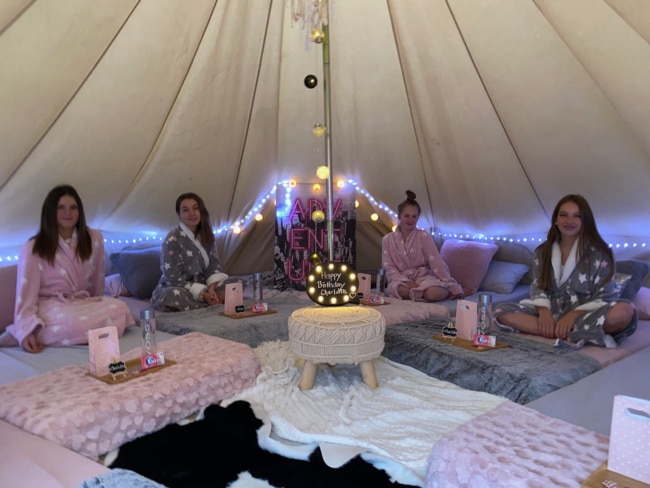 Teens enjoy a unique ‘glamping’ birthday party set in the comfort of their backyard by Melbourne Glamping. Photo: Melbourne Glamping