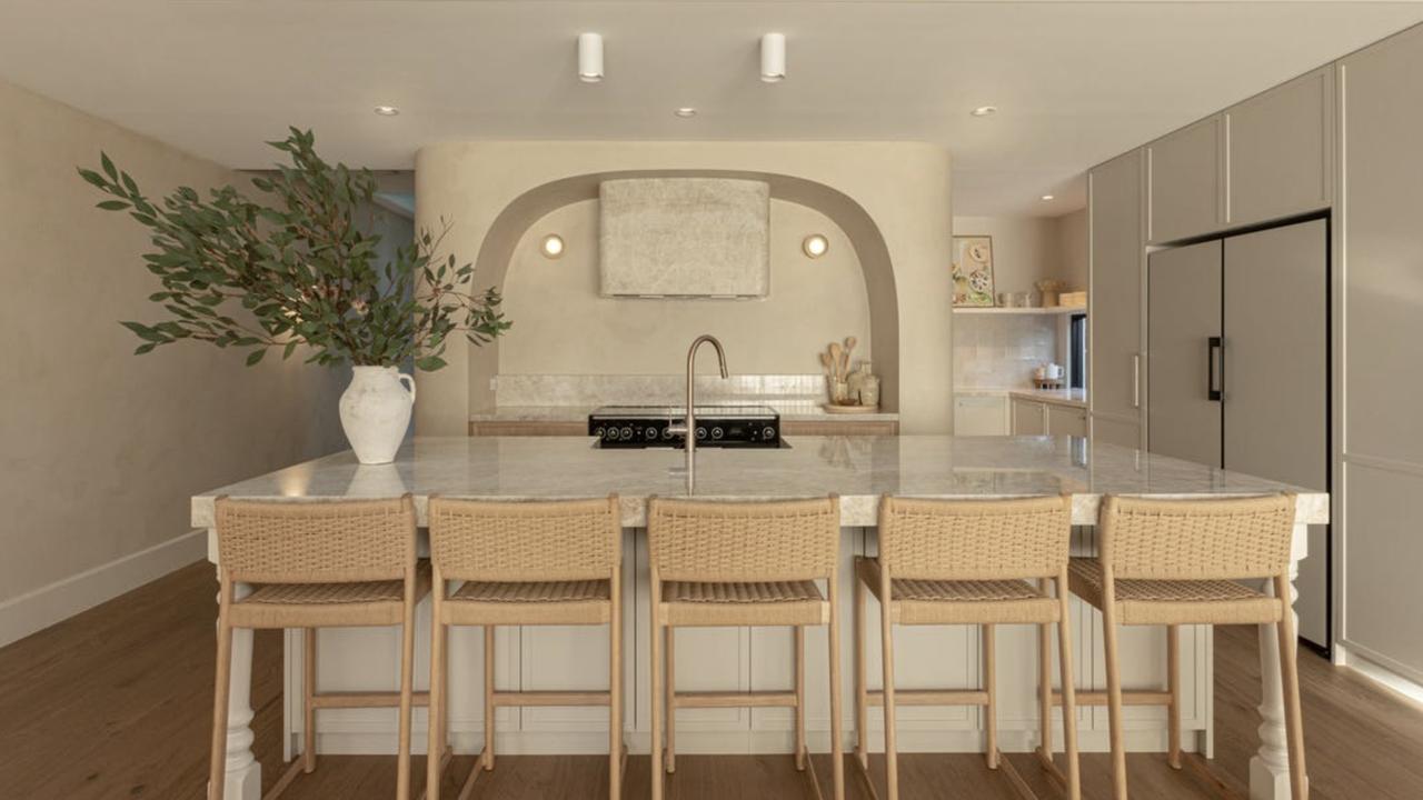 The airy kitchen was designed by Kara.