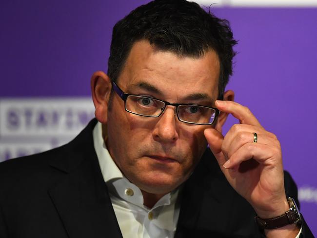 Victorian Premier Daniel Andrews addresses the media during a press conference in Melbourne, Thursday, May 7, 2020. Andrews has announced that Victoria has recorded 14 new cases of Coronavirus today. (AAP Image/James Ross) NO ARCHIVING