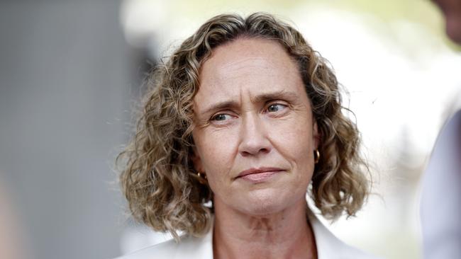 Michelle Stenner pictured leaving Brisbane District Court in 2021 following her acquittal of three perjury charges. Picture: Josh Woning