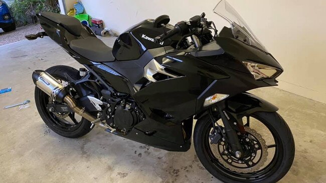 Stolen Kawasaki Ninja 400 motorbike, registration 835UD. Picture: Supplied