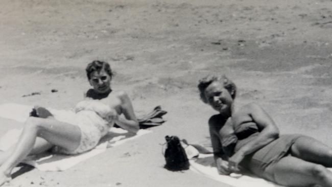 Joan Doherty, left, with Evdokia Petrov at Currimundi Lake on the Sunshine Coast in 1956. Picture: Supplied