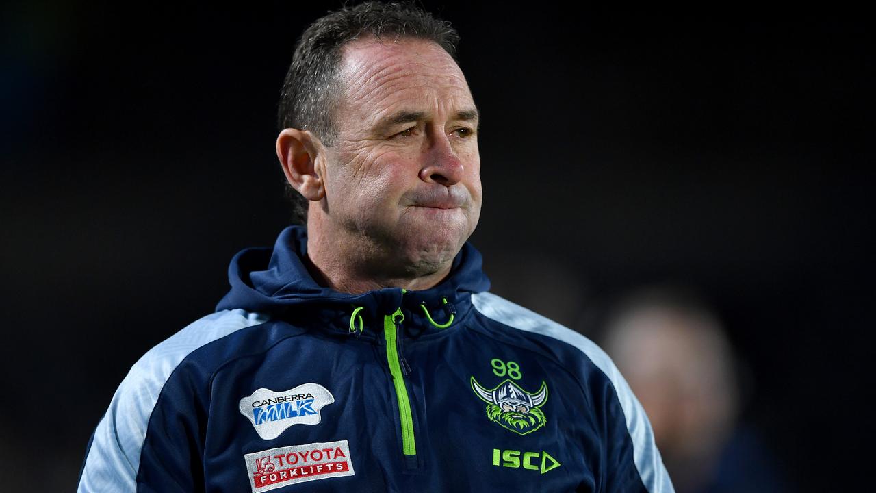 Canberra Raiders coach Ricky Stuart in NRL Round 12, 2021. Picture: NRL Photos