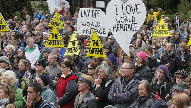 A section of the large crowd of supporters at the rally. Picture: Luke Bowden