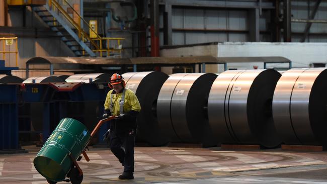 A steelworker at the BlueScope Steelworks at Port Kembla. Picture: AAP