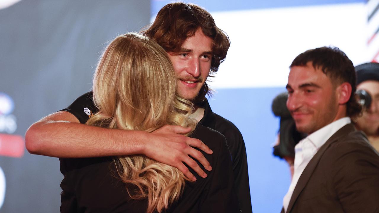 Jedd Busslinger after being drafted by the Bulldogs. Picture: Daniel Pockett/AFL Photos/Getty Images