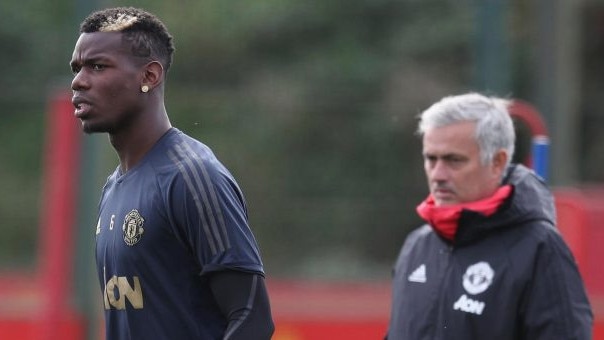 Paul Pogba appeared to ignore Jose Mourinho at training this morning