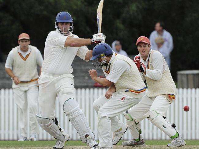 Dandenong batsman Darren Dempsey puts away a short ball.