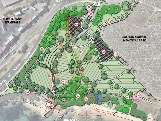 The proposal for the site includes plenty of space for burial plots but also goes close to Bumbora Point.