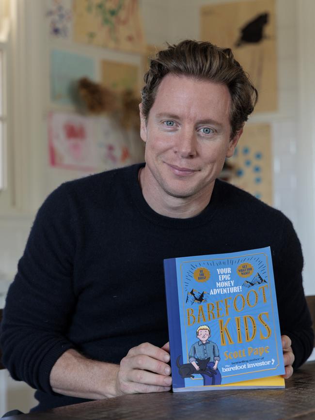 Scott Pape with his new book Barefoot Kids. Picture: David Geraghty,