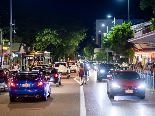 Mitchell St in Darwin was abuzz to celebrate the end of 2020.  Picture: Che Chorley