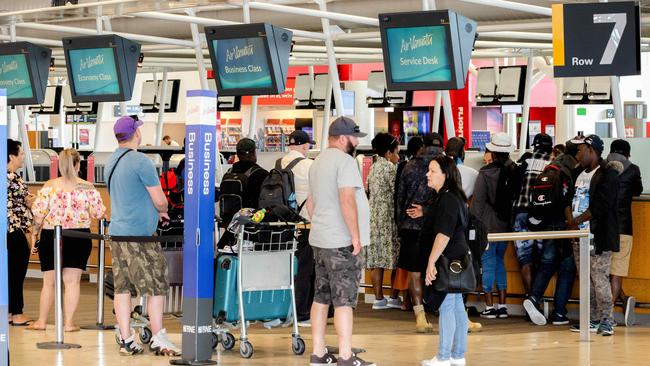 Travellers told to arrive at the airport early during busy Easter period. Picture: Richard Walker