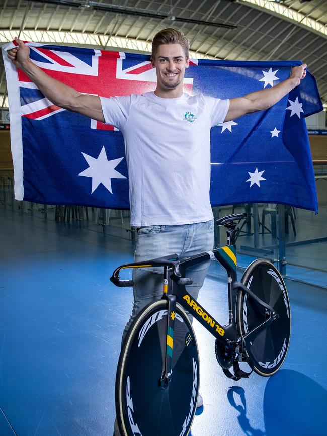 Matthew Glaetzer of the Mens Track Cycling Sprint team during the 2022 Australian Cycling Commonwealth Games Squad Announcement in Adelaide. Picture: Mark Brake / Getty Images