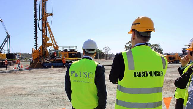 Piling work starts at on USC Moreton Bay's foundation building.  Source: Pine Rivers Press. 