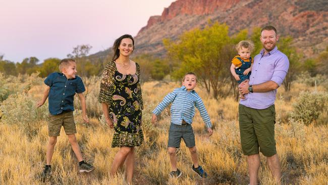 Roberta Scaramuzzino and Sam Muir with their children Marcello, 9, Federico, 7, and Alessio, 2. Picture: Supplied