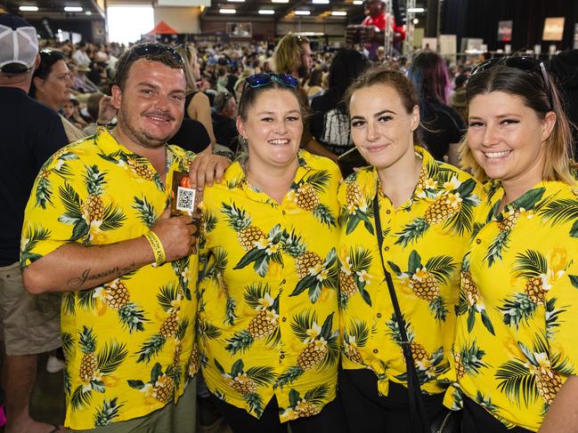 At Meatstock are (from left) Kyle Thompson, Amy Bannerman, Tash Scerri and Courtney Rynne at Toowoomba Showgrounds, Saturday, April 9, 2022. Picture: Kevin Farmer