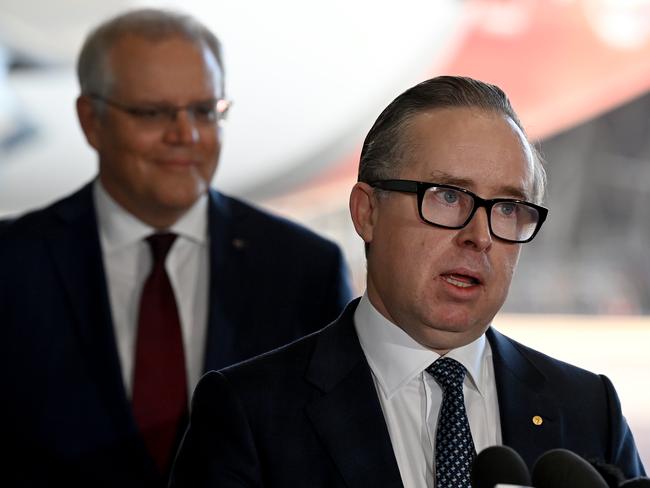 Qantas CEO Alan Joyce launched the return of international flights with Prime Minister Scott Morrison last week. Picture: NCA NewsWire/Bianca De Marchi