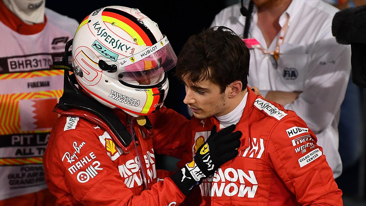 Sebastian Vettel consoled Charles Leclerc after the agonising end to the race for the 21-year-old.